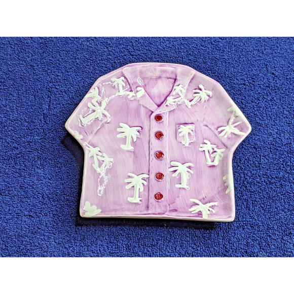 Tiki Plates Dessert Salad Appetizer Shirt Hawaiian Ceramic 7 x 7" EUC - Picture 3 of 7